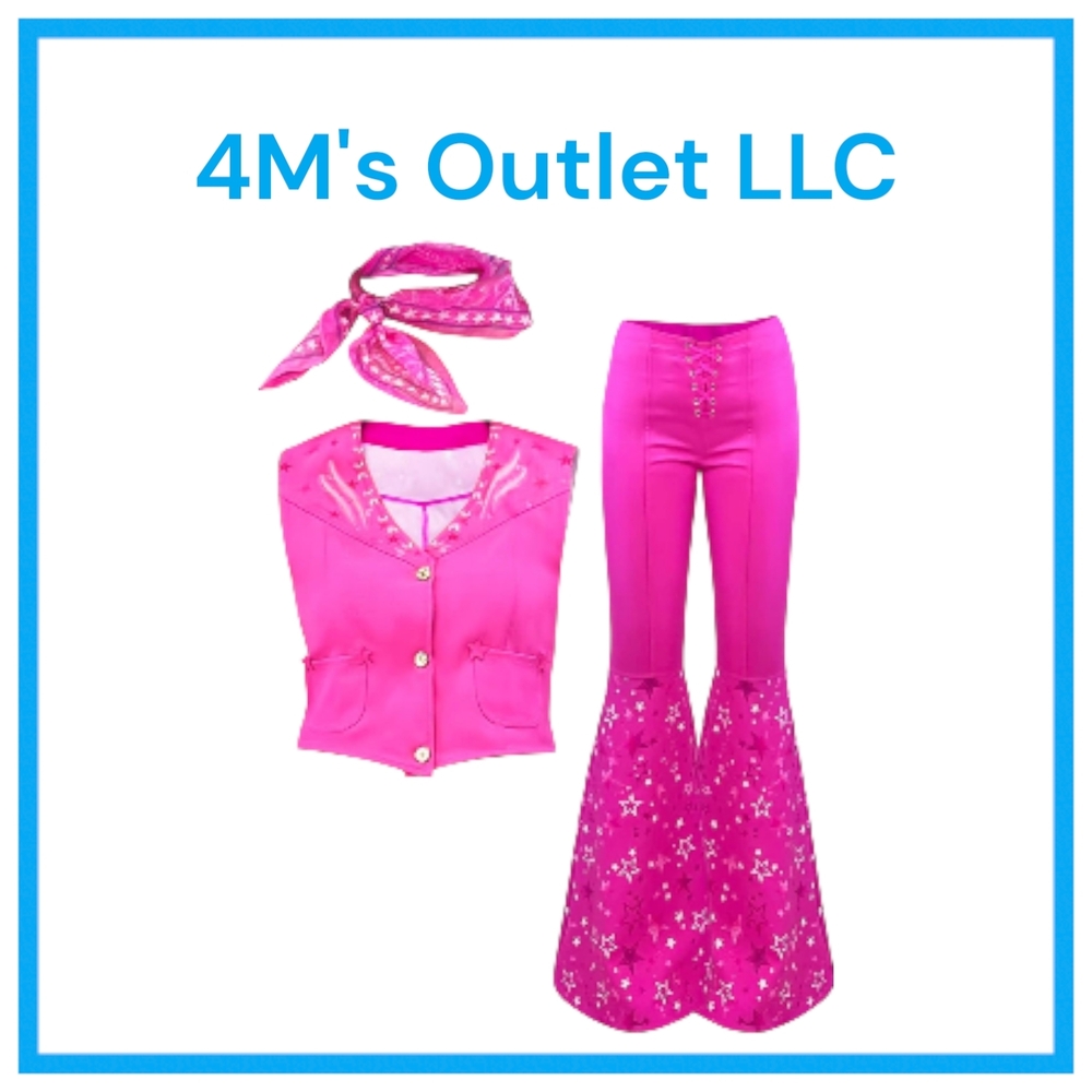 Pink Flared Pants Set with Bandana